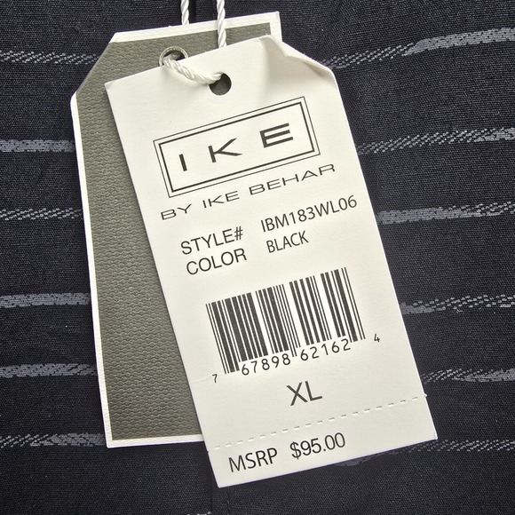 Ike Behar Shirt Mens XL Black Stripe Button Up Long Sleeve Office Staple Classic - Picture 5 of 13